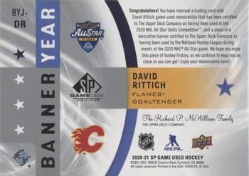 2020-21 SP Game Used - 2020 NHL All-Star Game Banner-Jersey Relics #BYJ-DR David Rittich Back