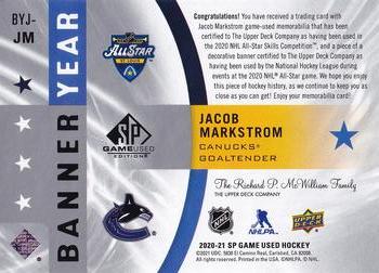 2020-21 SP Game Used - 2020 NHL All-Star Game Banner-Jersey Relics #BYJ-JM Jacob Markstrom Back