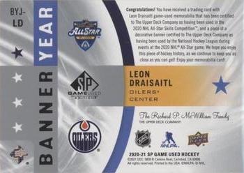 2020-21 SP Game Used - 2020 NHL All-Star Game Banner-Jersey Relics #BYJ-LD Leon Draisaitl Back