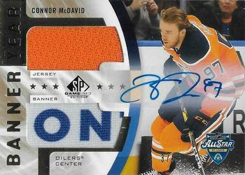 2020-21 SP Game Used - 2020 NHL All-Star Game Banner-Jersey Relics Autographs #BYJ-CM Connor McDavid Front