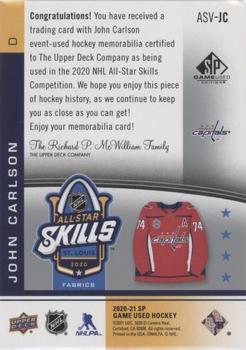 2020-21 SP Game Used - 2020 NHL All-Star Skills Fabrics #ASV-JC John Carlson Back