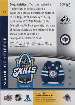 2020-21 SP Game Used - 2020 NHL All-Star Skills Fabrics #ASV-MS Mark Scheifele Back