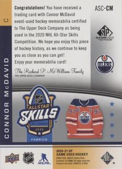 2020-21 SP Game Used - 2020 NHL All-Star Skills Fabrics Captains #ASC-CM Connor McDavid Back