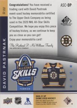 2020-21 SP Game Used - 2020 NHL All-Star Skills Fabrics Captains #ASC-DP David Pastrnak Back