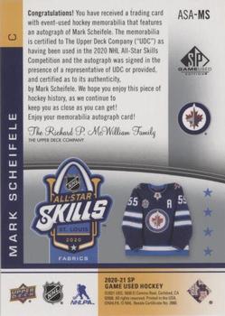 2020-21 SP Game Used - 2020 NHL All-Star Skills Fabrics Auto #ASA-MS Mark Scheifele Back