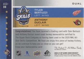 2020-21 SP Game Used - 2020 NHL All-Star Skills Fabrics Dual #ASD-DB Tyler Bertuzzi / Anthony Duclair Back