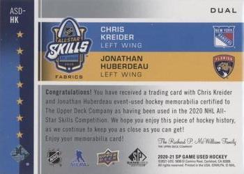 2020-21 SP Game Used - 2020 NHL All-Star Skills Fabrics Dual #ASD-HK Chris Kreider / Jonathan Huberdeau Back