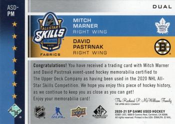 2020-21 SP Game Used - 2020 NHL All-Star Skills Fabrics Dual #ASD-PM Mitch Marner / David Pastrnak Back