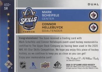 2020-21 SP Game Used - 2020 NHL All-Star Skills Fabrics Dual #ASD-SH Mark Scheifele / Connor Hellebuyck Back