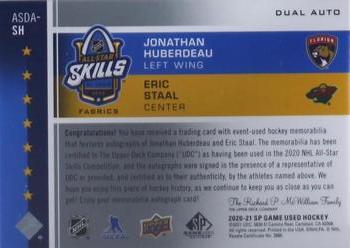 2020-21 SP Game Used - 2020 NHL All-Star Skills Fabrics Dual Auto #ASDA-SH Jonathan Huberdeau / Eric Staal Back
