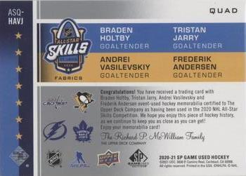 2020 SP Game Used FREDERIK ANDERSEN NHL ALL-Star Skills Fabrics