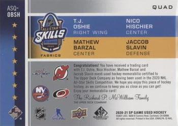 2020-21 SP Game Used - 2020 NHL All-Star Skills Fabrics Quad #ASQ-OBSH T.J. Oshie / Nico Hischier / Mathew Barzal / Jaccob Slavin Back