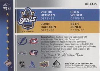 2020-21 SP Game Used - 2020 NHL All-Star Skills Fabrics Quad #ASQ-WCHJ Victor Hedman / Shea Weber / John Carlson / Seth Jones Back