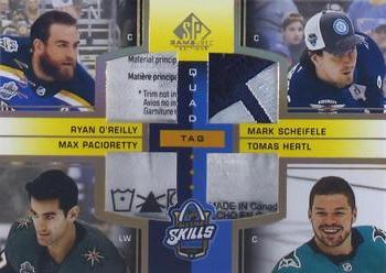 2020-21 SP Game Used - 2020 NHL All-Star Skills Fabrics Quad Tag #ASQ-POSH Ryan O'Reilly / Mark Scheifele / Max Pacioretty / Tomas Hertl Front