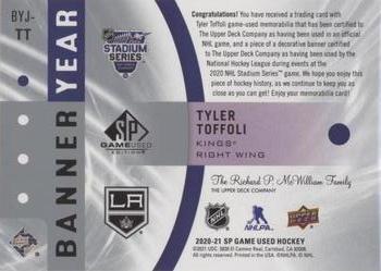 2020-21 SP Game Used - 2020 NHL Stadium Series Banner-Jersey Relics #BYJ-TT Tyler Toffoli Back