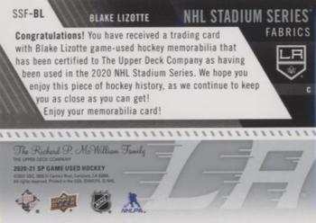 2020-21 SP Game Used - 2020 NHL Stadium Series Fabrics #SSF-BL Blake Lizotte Back
