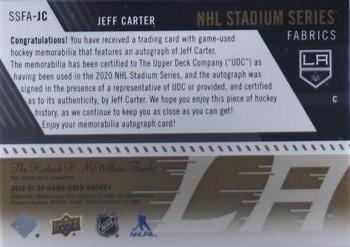 2020-21 SP Game Used - 2020 NHL Stadium Series Fabrics Auto Patch #SSFA-JC Jeff Carter Back