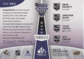 2020-21 SP Game Used - 2020 NHL Stadium Series Fabrics Quad #SSQF-DQTC Drew Doughty / Jonathan Quick / Tyler Toffoli / Jeff Carter Back
