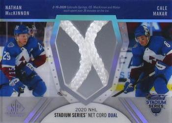 2020-21 SP Game Used - 2020 NHL Stadium Series Material Net Cord Duals #SSCD-MM Nathan MacKinnon / Cale Makar Front
