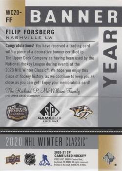 2020-21 SP Game Used - 2020 NHL Winter Classic Banner Year Relics #WC20-FF Filip Forsberg Back
