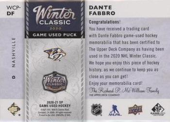 2020-21 SP Game Used - 2020 NHL Winter Classic Game Used Pucks #WCP-DF Dante Fabbro Back