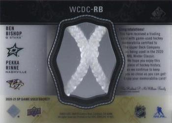 2020-21 SP Game Used - 2020 NHL Winter Classic Material Net Cord Duals #WCDC-RB Ben Bishop / Pekka Rinne Back