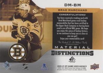 2020-21 SP Game Used - Distinctions Materials #DM-BM Brad Marchand Back