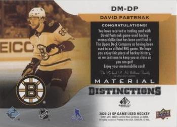 2020-21 SP Game Used - Distinctions Materials #DM-DP David Pastrnak Back