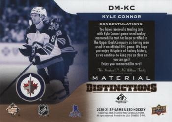 2020-21 SP Game Used - Distinctions Materials Patch #DM-KC Kyle Connor Back