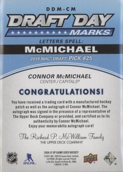 2020-21 SP Game Used - Draft Day Marks Rookies #DDM-CM Connor McMichael Back