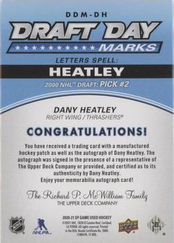 2020-21 SP Game Used - Draft Day Marks Veterans #DDM-DH Dany Heatley Back