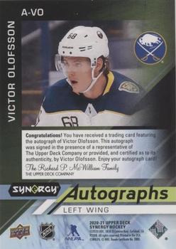 2020-21 Upper Deck Synergy - Autographs Black #A-VO Victor Olofsson Back