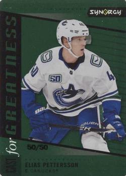 2020-21 Upper Deck Synergy - Cast for Greatness Green #CG-3 Elias Pettersson Front