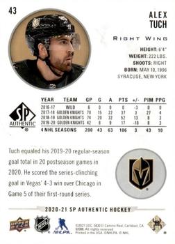 2020-21 SP Authentic #43 Alex Tuch Back