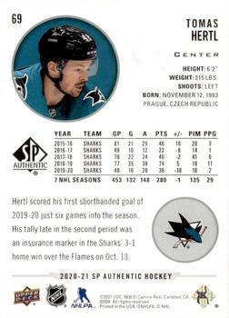 2020-21 SP Authentic #69 Tomas Hertl Back