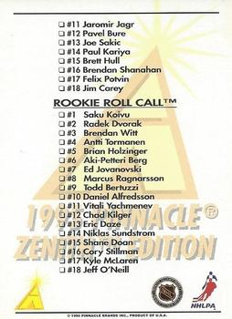 1995-96 Zenith - Checklists #NNO Checklist: Inserts Back