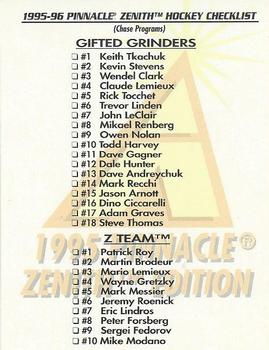 1995-96 Zenith - Checklists #NNO Checklist: Inserts Front