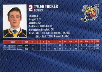 2018-19 Barrie Colts (OHL) #1 Tyler Tucker Back
