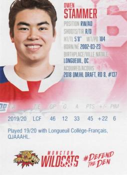 2020-21 Moncton Wildcats (QMJHL) #6 Owen Stammer Back