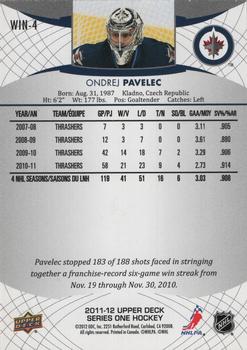 2011-12 Upper Deck Winnipeg Jets #WIN-4 Ondrej Pavelec Back
