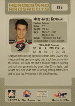 2006-07 In The Game Heroes and Prospects - Spring Expo #196 Marc-Andre Gragnani Back