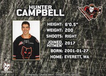 2018-19 Calgary Hitmen (WHL) Booster Club #NNO Hunter Campbell Back