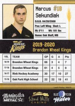 2019-20 Brandon Wheat Kings (WHL) #NNO Marcus Sekundiak Back