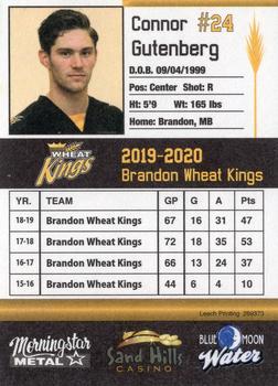 2019-20 Brandon Wheat Kings (WHL) #NNO Connor Gutenberg Back