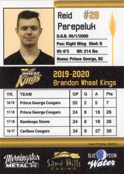 2019-20 Brandon Wheat Kings (WHL) #NNO Reid Perepeluk Back