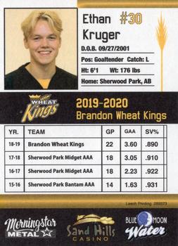 2019-20 Brandon Wheat Kings (WHL) #NNO Ethan Kruger Back