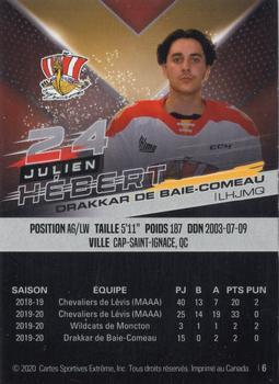 2020-21 Extreme Baie-Comeau Drakkar (QMJHL) #6 Julien Hebert Back