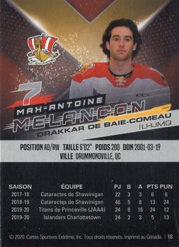 2020-21 Extreme Baie-Comeau Drakkar (QMJHL) #18 Max-Antoine Melancon Back