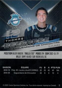 2020-21 Extreme Chicoutimi Sagueneens (QMJHL) #2 Thomas Belgarde Back