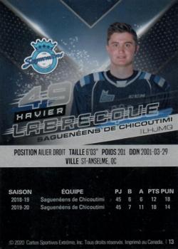 2020-21 Extreme Chicoutimi Sagueneens (QMJHL) #13 Xavier Labrecque Back